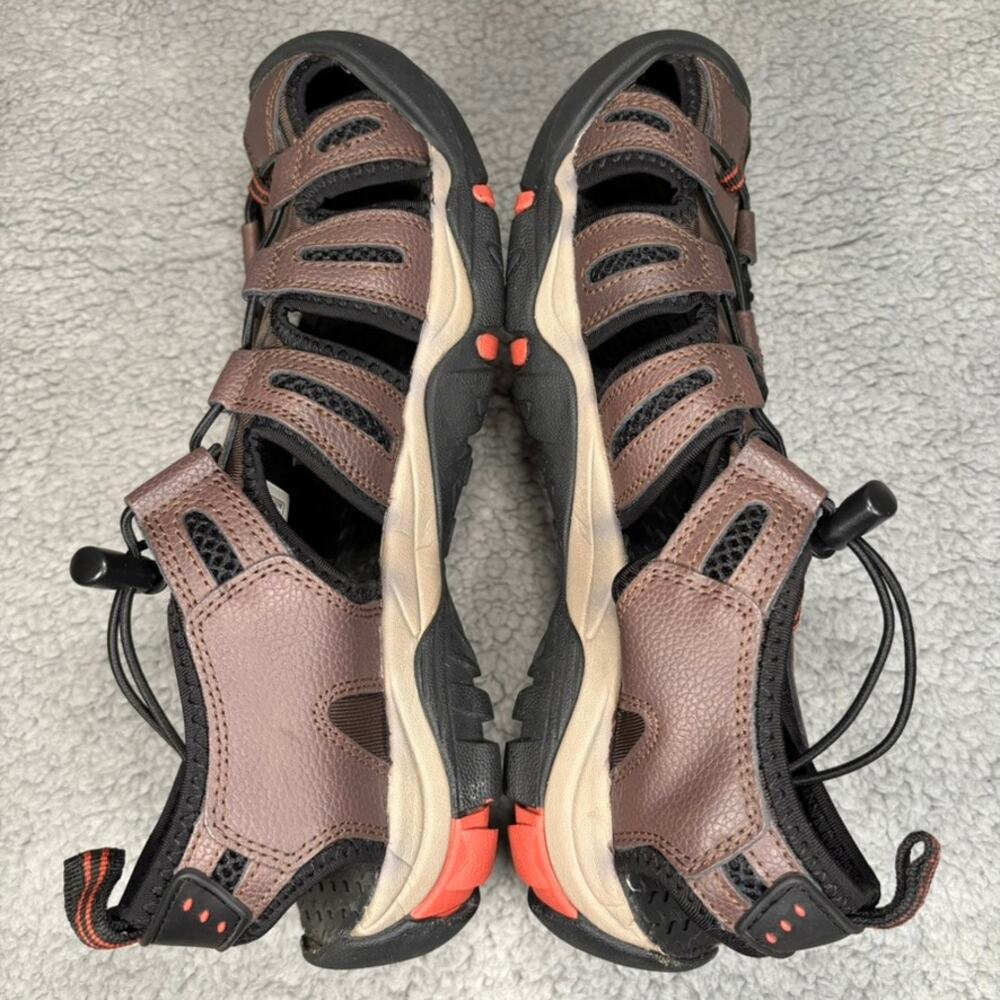 Eddie Bauer Fisherman Sandal Mens 9 Troy Leather Gorpcore Hiking Bump Toe Cinch - Picture 7 of 12